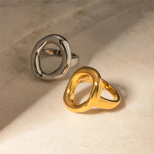 Chunky Open Ring with Gold Stainless Steel