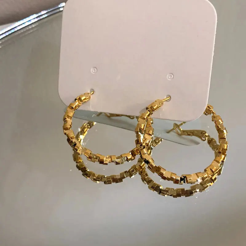 Metal Heart & Hoop Earrings with Hammered, Plain & Pavé Styles
