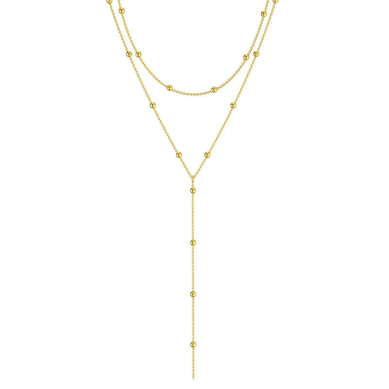 Layered Lariat Necklaces with Gold & Silver Y-Chain Styles