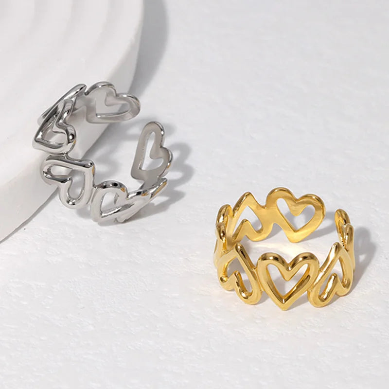 Heart Motif Rings with Open, Enamel & Crystal Styles