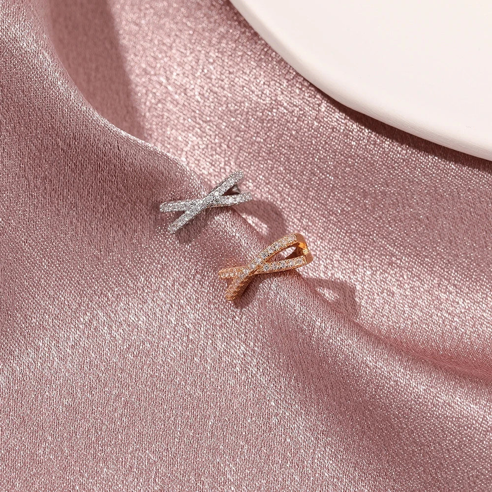 Zircon Ear Cuff Clips with Crisscross, Pavé & Scalloped Designs