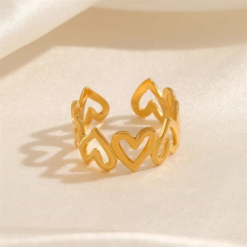 Heart Motif Rings with Open, Enamel & Crystal Styles