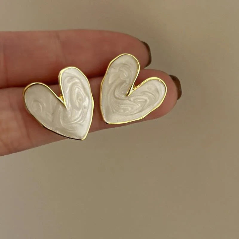 Daisy & Heart Mismatched Stud Earrings with Red, Yellow, Pink & Cream