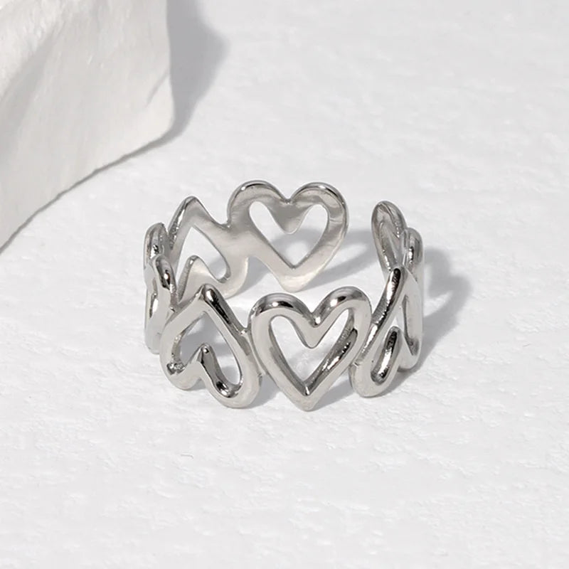 Heart Motif Rings with Open, Enamel & Crystal Styles