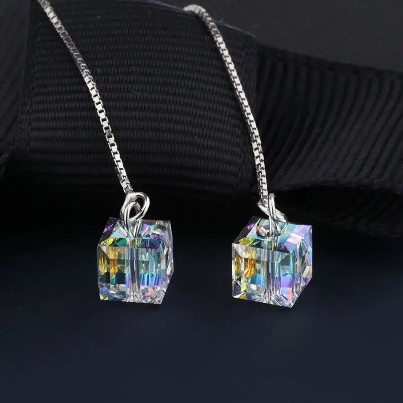 Crystal & Pearl Dangle Earrings with Cube, Star, Floral & Vine Styles
