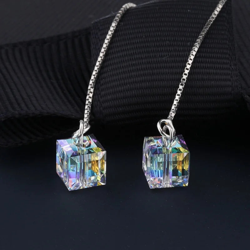Crystal & Pearl Dangle Earrings with Cube, Star, Floral & Vine Styles