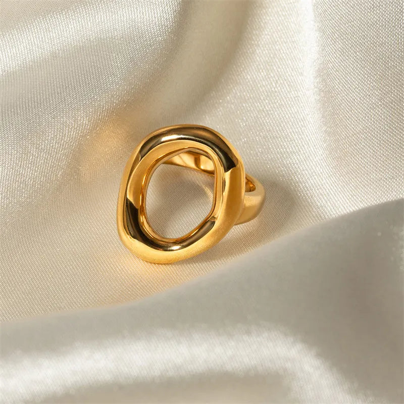Chunky Open Ring with Gold Stainless Steel