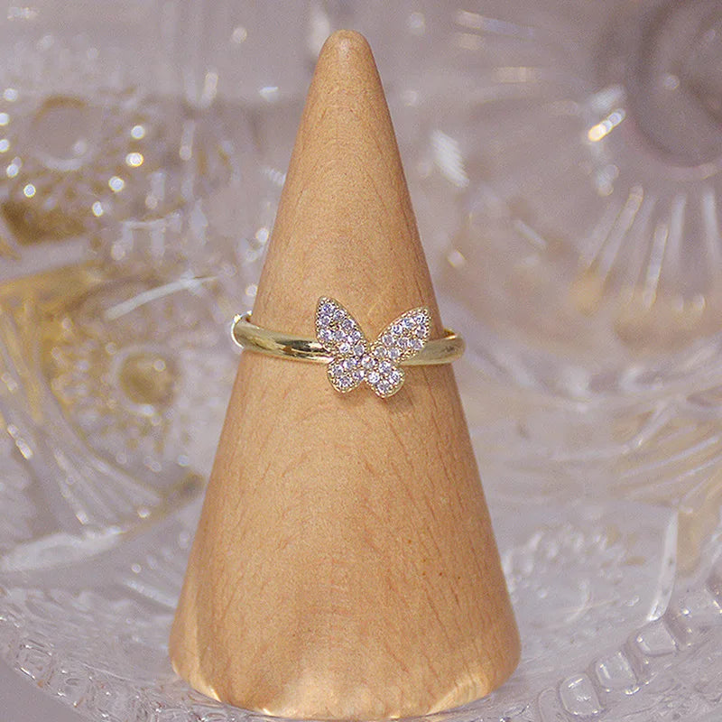 Minimalist Thin Rings with Pavé, Beaded, Butterfly & Leaf Designs