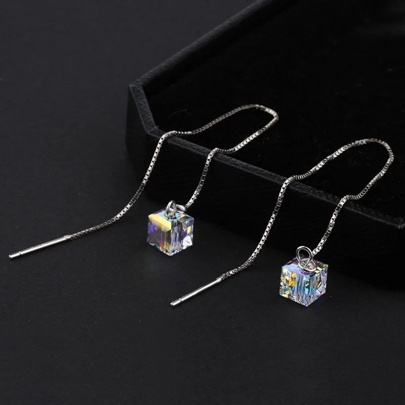 Crystal & Pearl Dangle Earrings with Cube, Star, Floral & Vine Styles