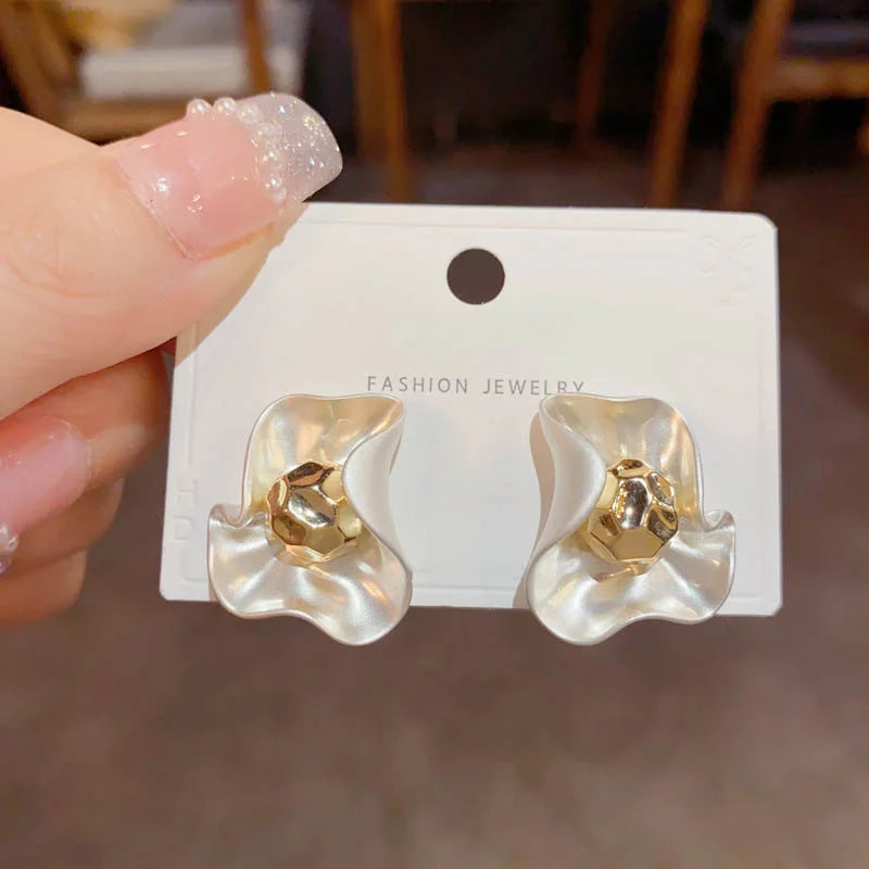 Petal & Bud Cluster Stud Earrings with Gold, Silver, Red, Green & Black