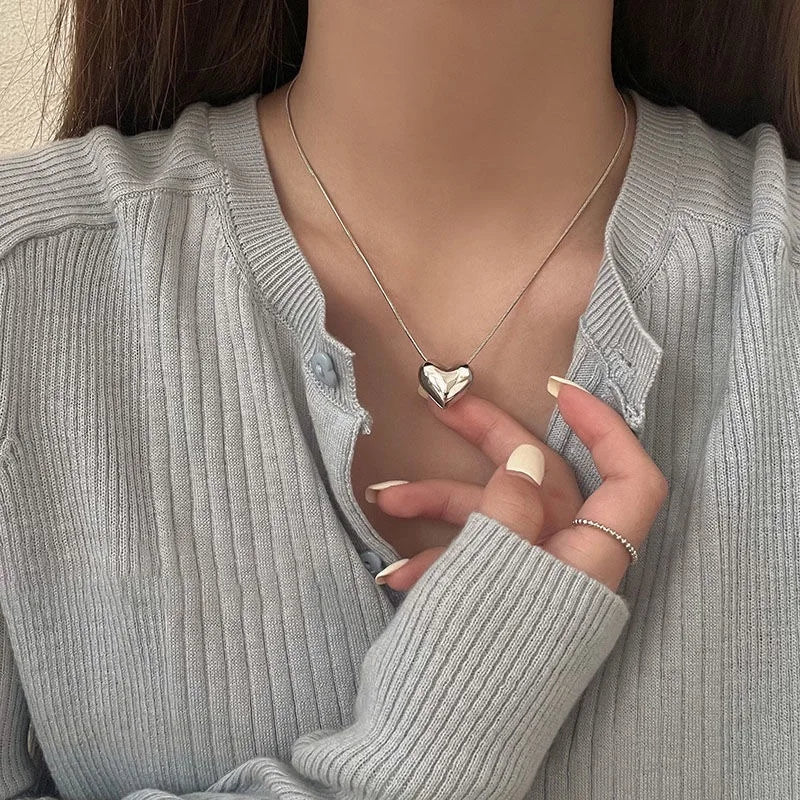 Delicate Heart Pendant Necklace — Adjustable Snake Chain