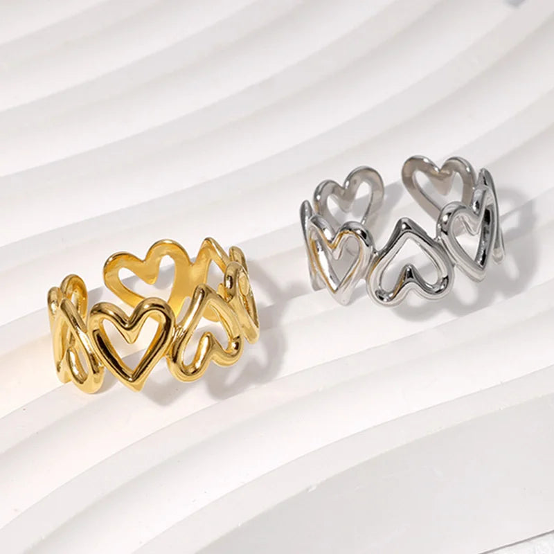 Heart Motif Rings with Open, Enamel & Crystal Styles