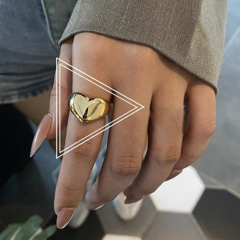 Gold & Silver Irregular Wave Rings with Simple Geometric Design