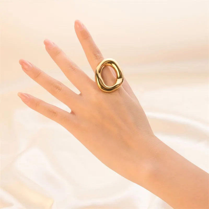 Chunky Open Ring with Gold Stainless Steel