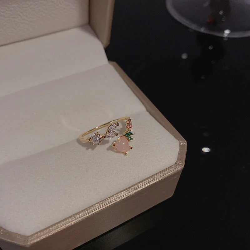 Heart & Crystal Rings Set