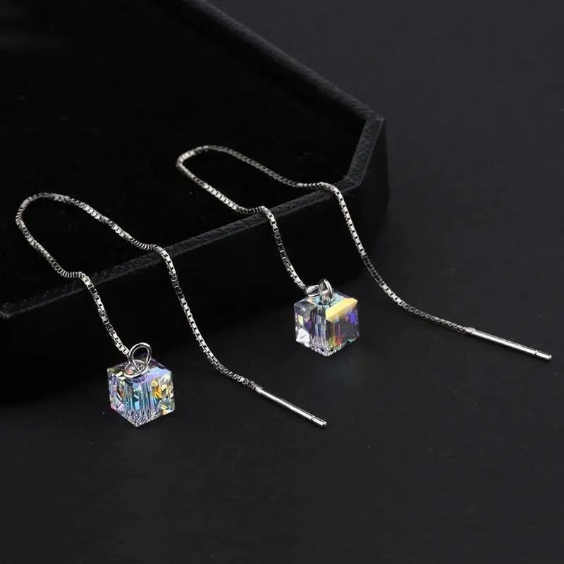 Crystal & Pearl Dangle Earrings with Cube, Star, Floral & Vine Styles