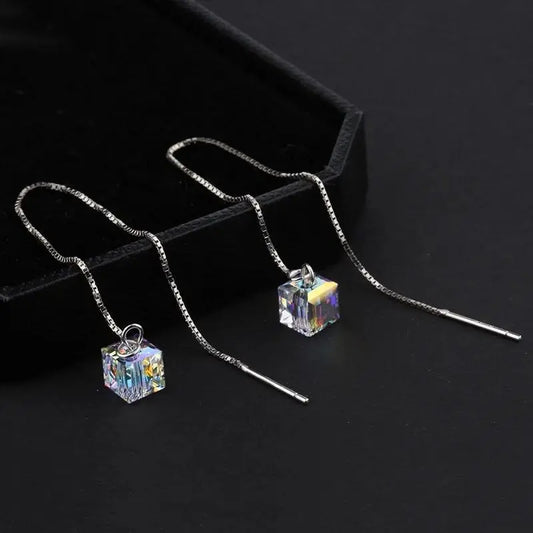 Crystal & Pearl Dangle Earrings with Cube, Star, Floral & Vine Styles