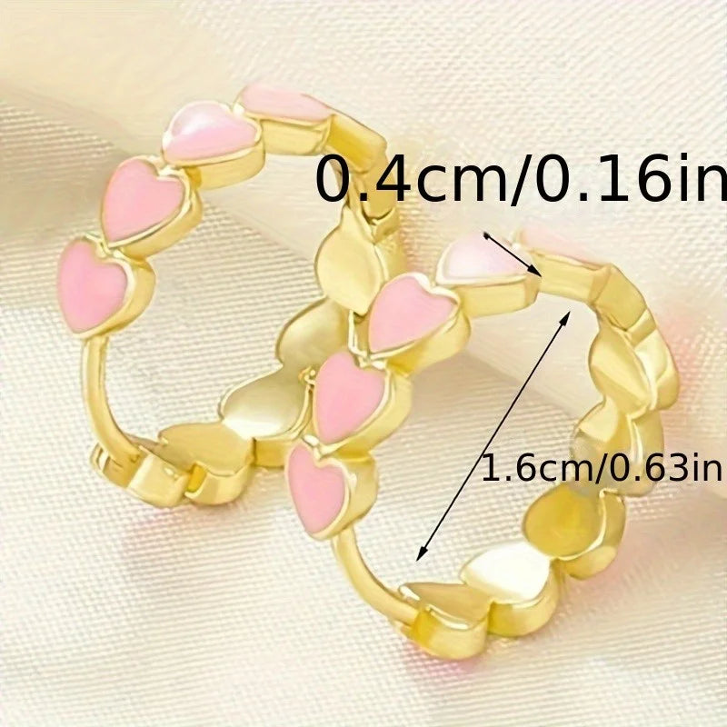 Pastel Heart Hoop Earrings with Multicolor Hearts – Blue & Pink