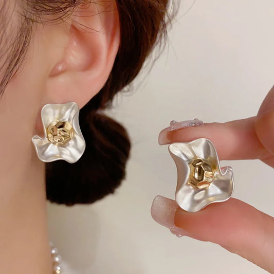 Petal & Bud Cluster Stud Earrings with Gold, Silver, Red, Green & Black