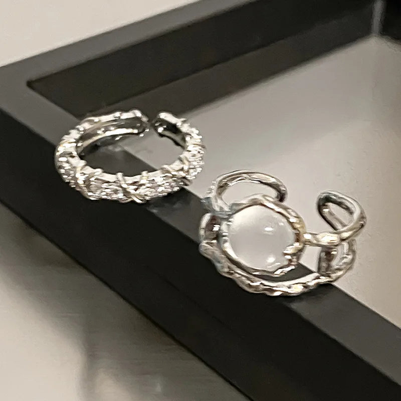 Heart & Crystal Rings Set