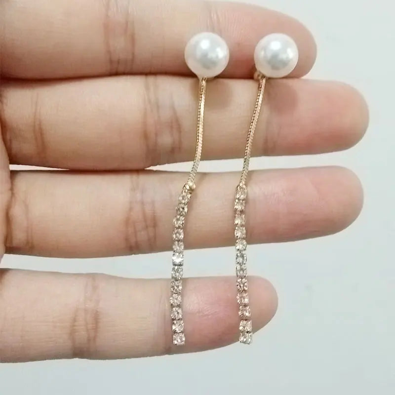 Crystal & Pearl Dangle Earrings with Cube, Star, Floral & Vine Styles