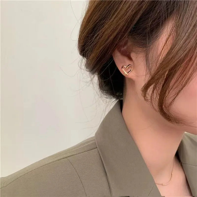 Heart Stud Earrings with Open, Enamel & Pearl Styles