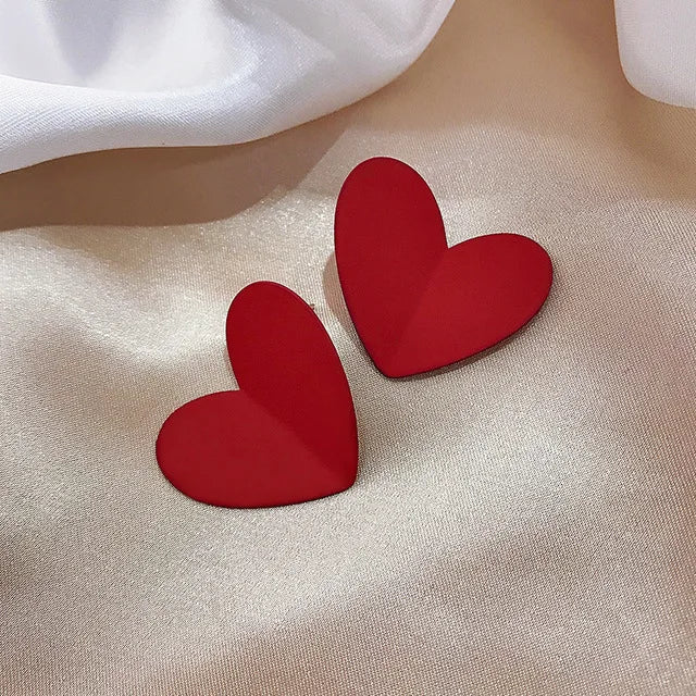 Daisy & Heart Mismatched Stud Earrings with Red, Yellow, Pink & Cream