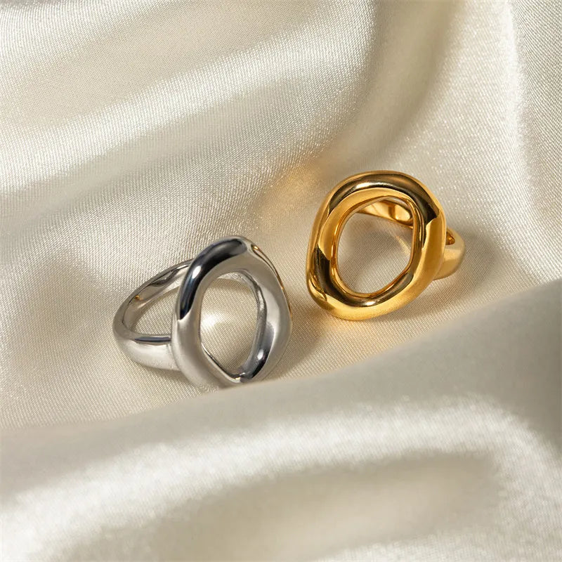 Chunky Open Ring with Gold Stainless Steel