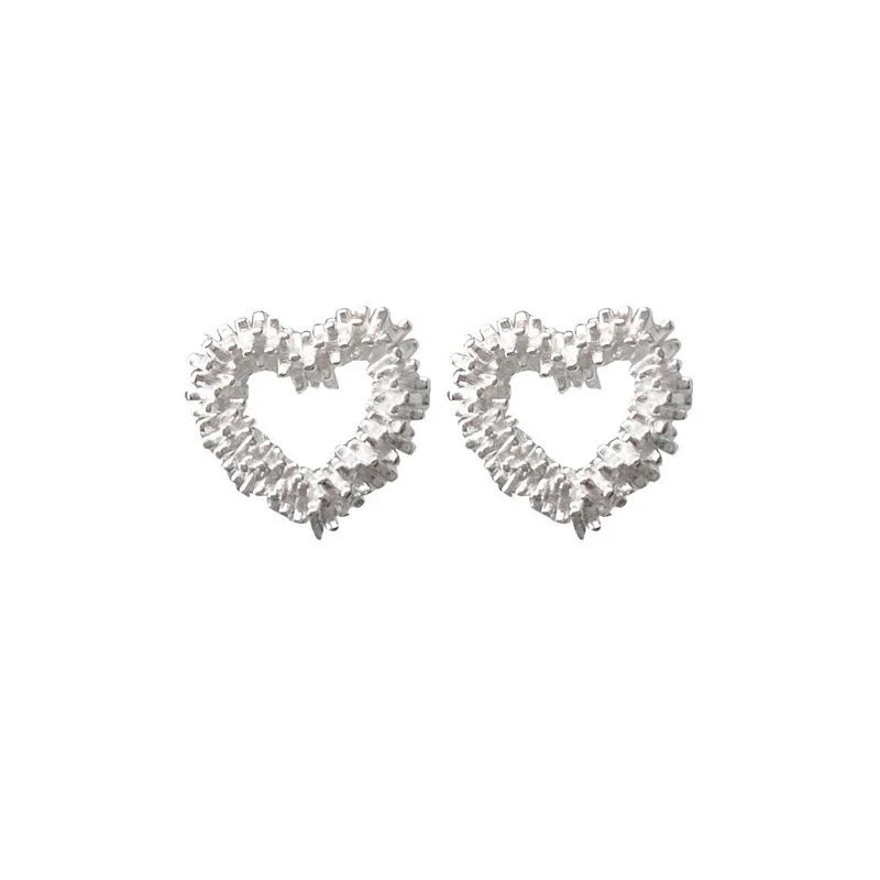 Metal Heart & Hoop Earrings with Hammered, Plain & Pavé Styles