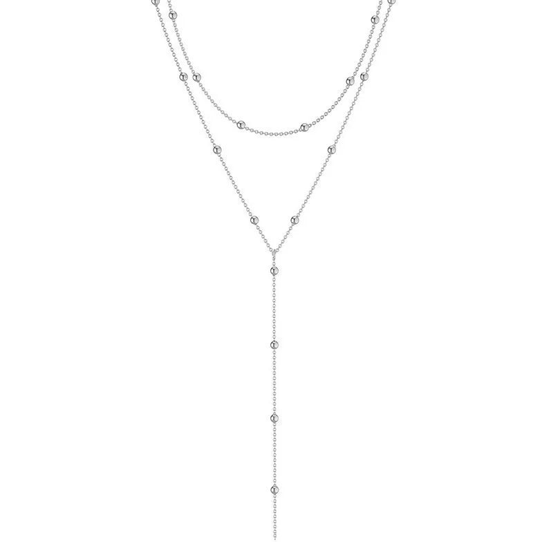 Layered Lariat Necklaces with Gold & Silver Y-Chain Styles