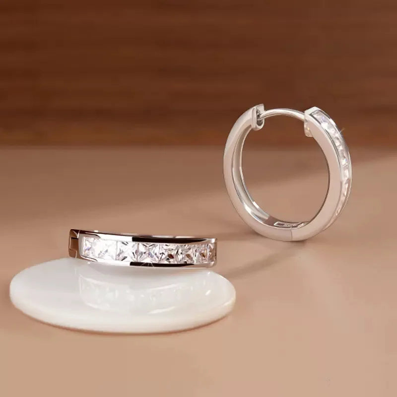Gold-Plated Stainless Steel Round Circle Earrings with Cubic Zirconia