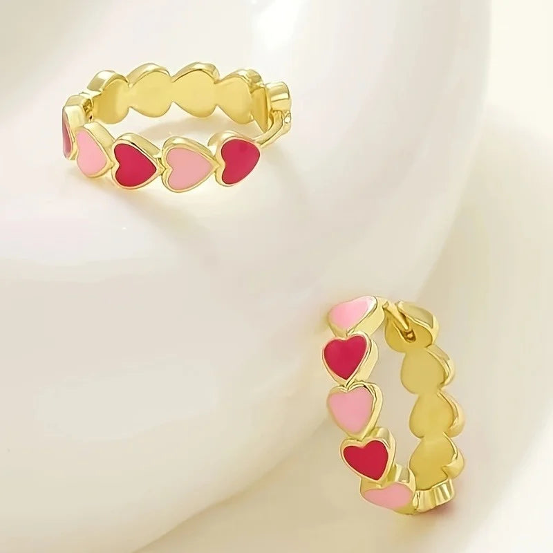 Pastel Heart Hoop Earrings with Multicolor Hearts – Blue & Pink