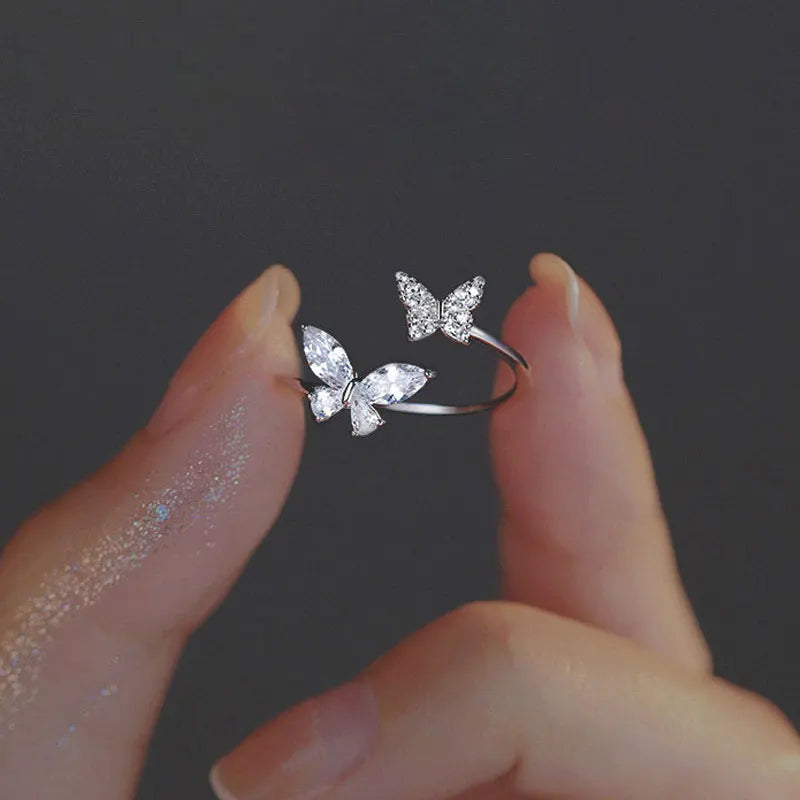 Minimalist Thin Rings with Pavé, Beaded, Butterfly & Leaf Designs