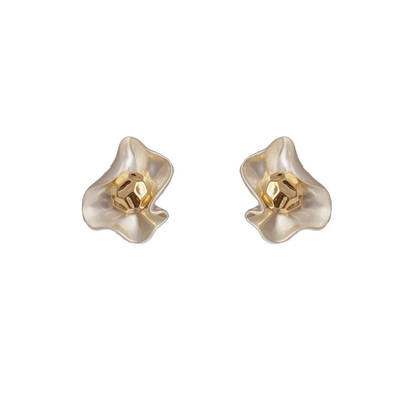 Petal & Bud Cluster Stud Earrings with Gold, Silver, Red, Green & Black