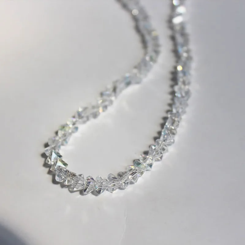 Irregular Beaded Choker Necklace with Multi-Cut Glass Crystal Beads