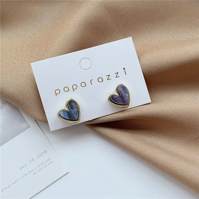 Heart Stud Earrings with Open, Enamel & Pearl Styles