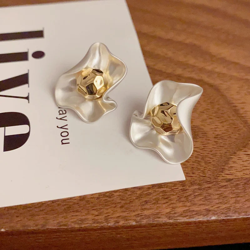 Petal & Bud Cluster Stud Earrings with Gold, Silver, Red, Green & Black
