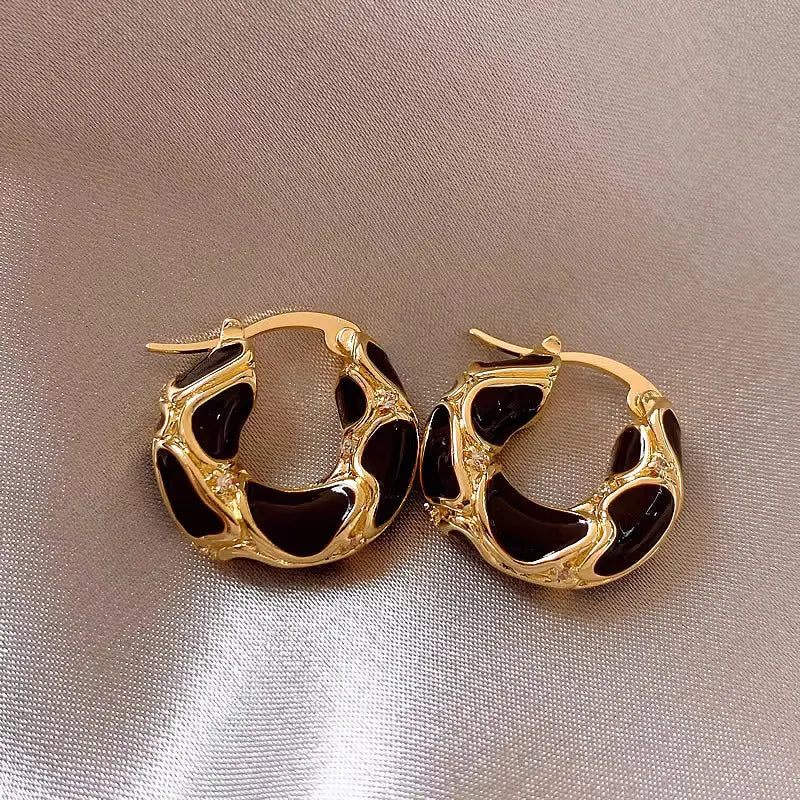 Enamel & Rhinestone Hoop Earrings with Cross, Swirl & Huggie Styles