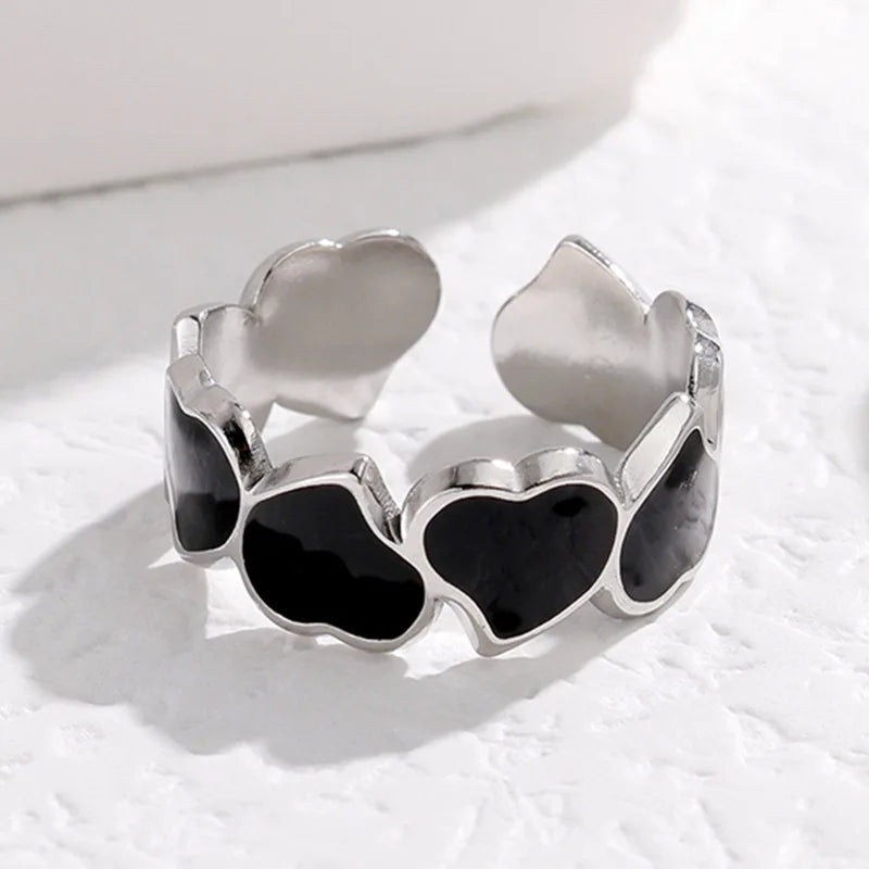 Heart Motif Rings with Open, Enamel & Crystal Styles