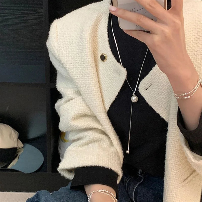 Long Tassel Lariat Necklaces with Pearl & Geometric Pendants