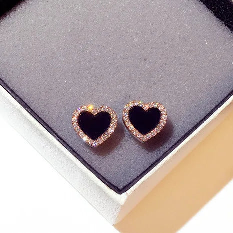Heart Stud Earrings with Open, Enamel & Pearl Styles